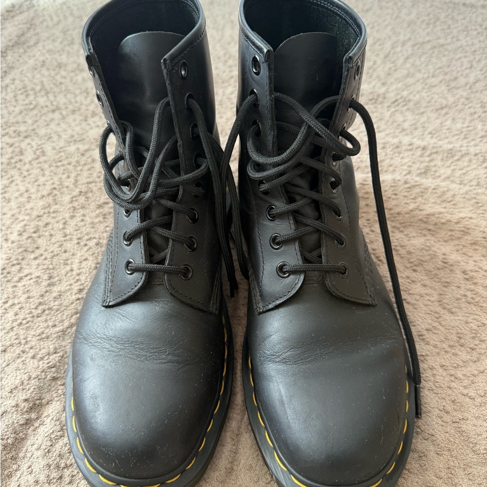 Dr. Martens Black Boots with Yellow Stitching